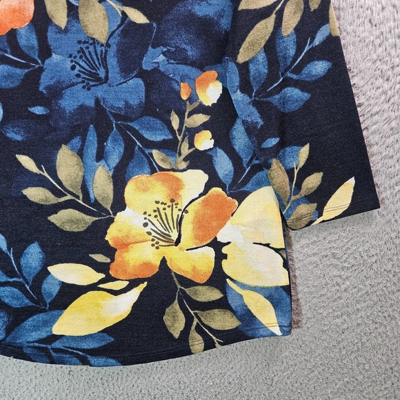 Chico's Knit Top Women Size 0 Floral Print Multicolor Preppy - Picture 4 of 10